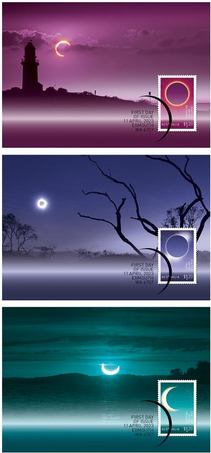 Solar eclipses Australia 2023 maxicards