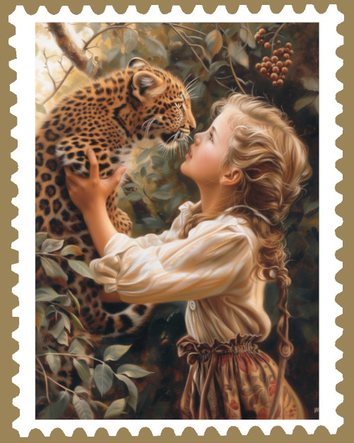 bambina e leopardo